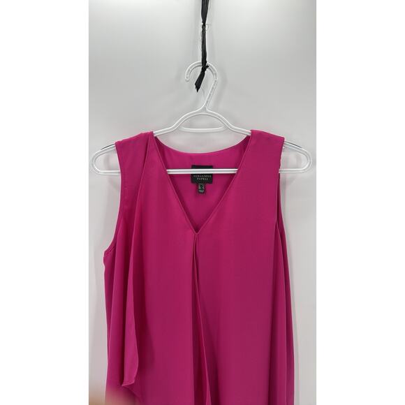 Adrianna Papell asymmetric draped pink sleeves dress size 4 summer wedding guest - Picture 3 of 8